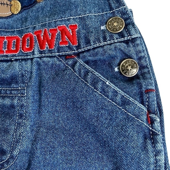 Baby’s Vintage Denim Overalls Blue Football Rugby Touchdown Embroidery Sz 6-9 mo - Picture 7 of 16
